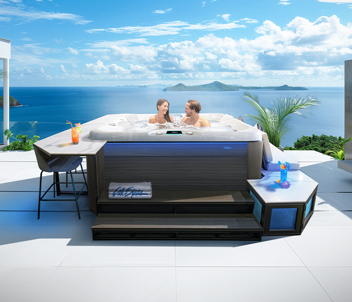 Calspas hot tub being used in a family setting - Santa Barbara
